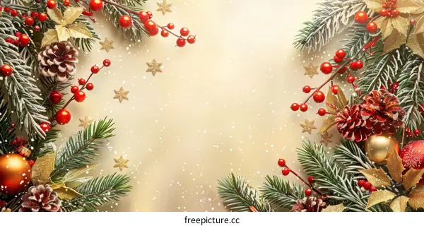 Red and Gold Christmas Tree with Ornaments and Pine Cones