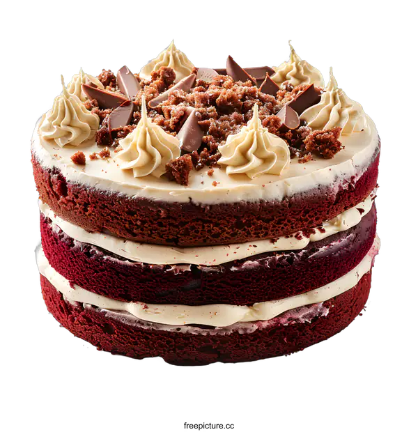 [Transparent Background PNG]Delicious Red Velvet Cake Isolated on White