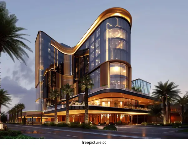 Modern Hotel Architectural Design at Dusk