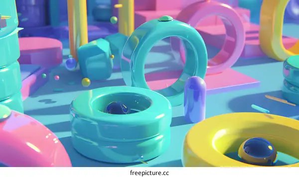 Abstract Colorful 3D Geometric Shapes Background