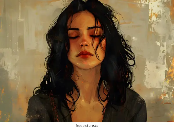 portrait of a pensive young woman