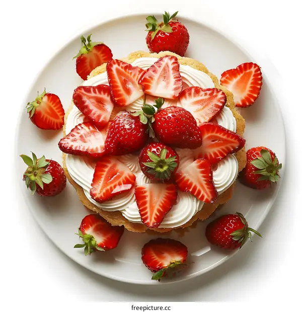 Strawberry Cake on White Plate