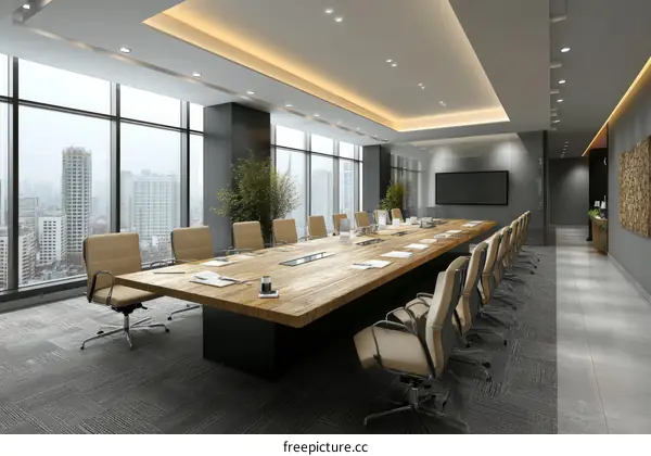 Modern Conference Room with City View