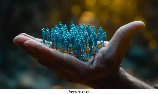 A hand holding a group of people