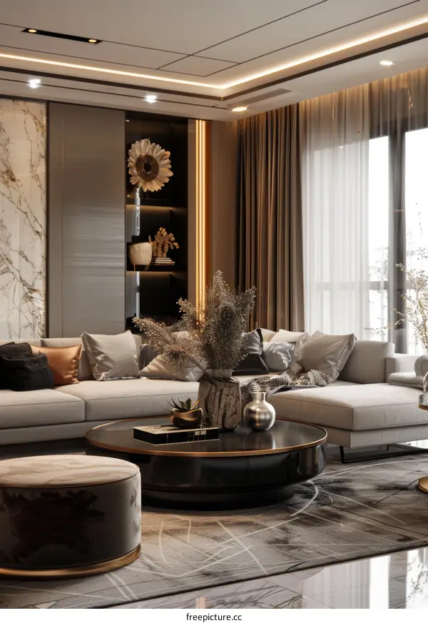 Modern Minimalist Living Room with Comfortable Sofa