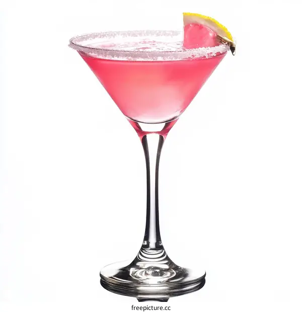 Pink Cocktail in Martini Glass with Garnish