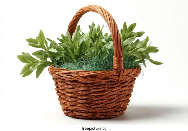 Wicker Basket with Fresh Herbs