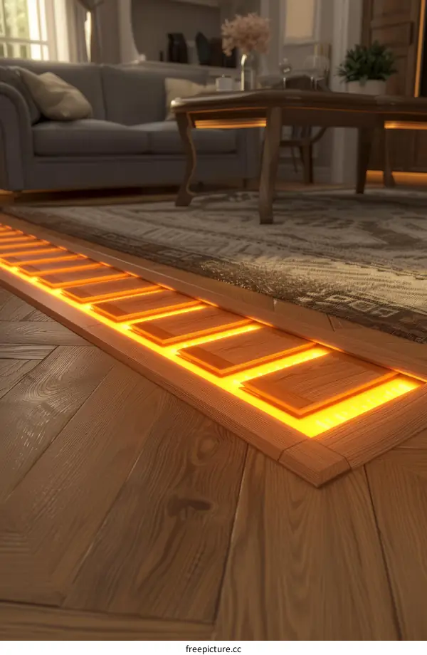 Wooden Floor with Illuminated Panels
