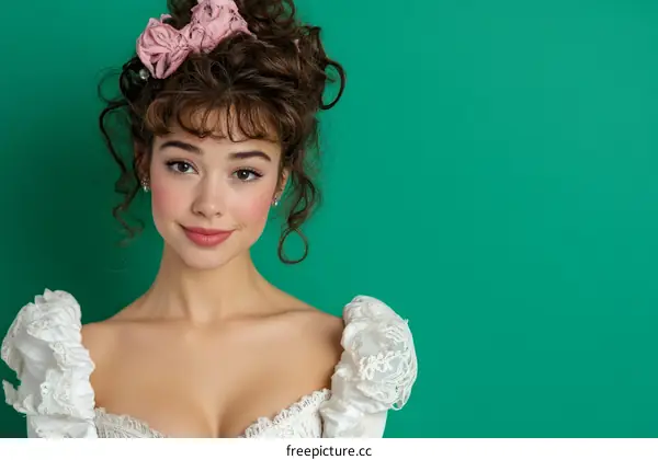 Portrait of a Woman in a Vintage Style Dress