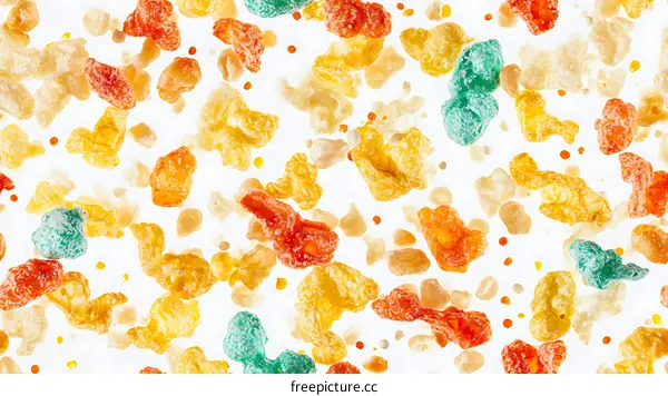 Colorful Cereal Grains in Mid-Air