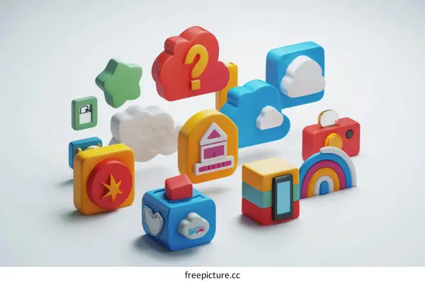 3D illustration of colorful 3D objects