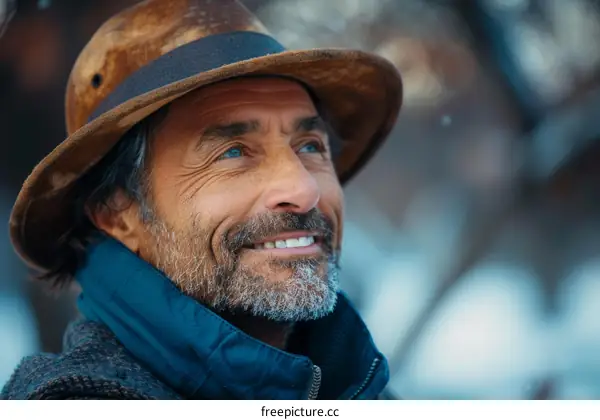 Smiling Man in Winter Wonderland