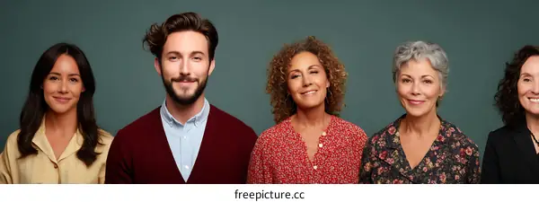 Diverse Group Portrait against a Solid Background