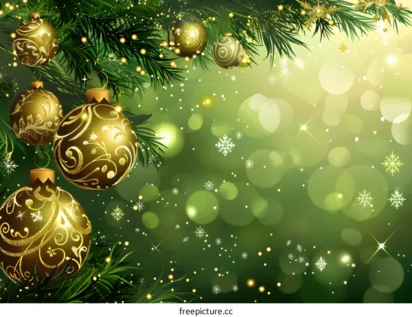 Christmas background with hanging ornaments