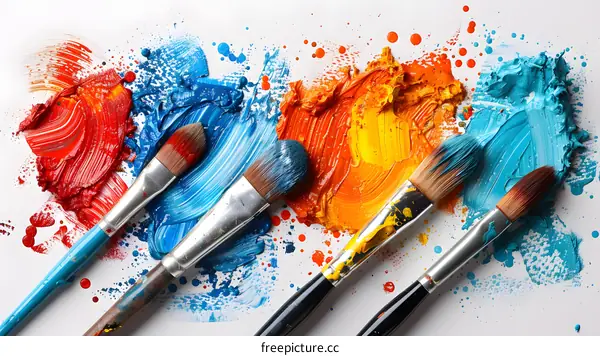 Colorful Paint Strokes and Brushes
