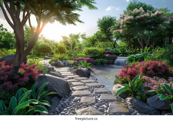 Garden Landscape Design Renderings with Modern Architecture