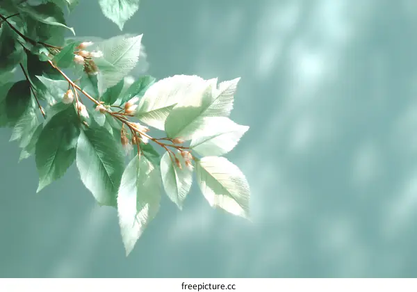 Fresh Spring Leaves Branch Nature Background