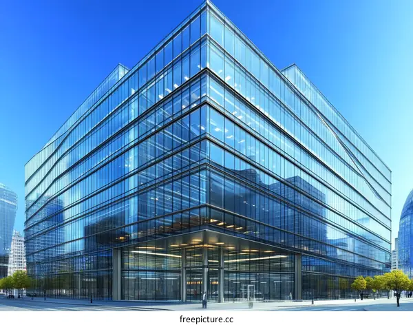 Modern Glass Facade Office Building Exterior