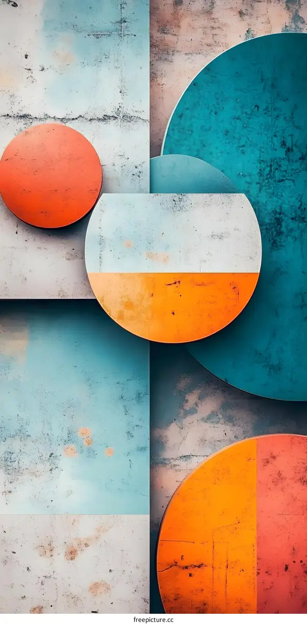 Abstract Art Background With Geometric Shapes And Colorful Circles