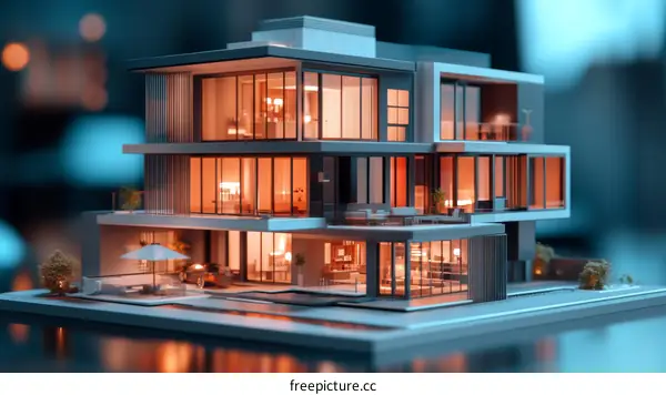 Modern Luxurious House Model Illustration