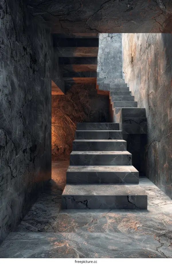 Dark Room Marble Staircase