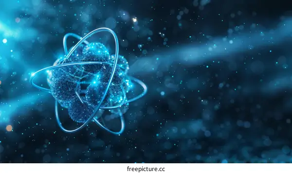 Scientific Illustration of Blue Atoms