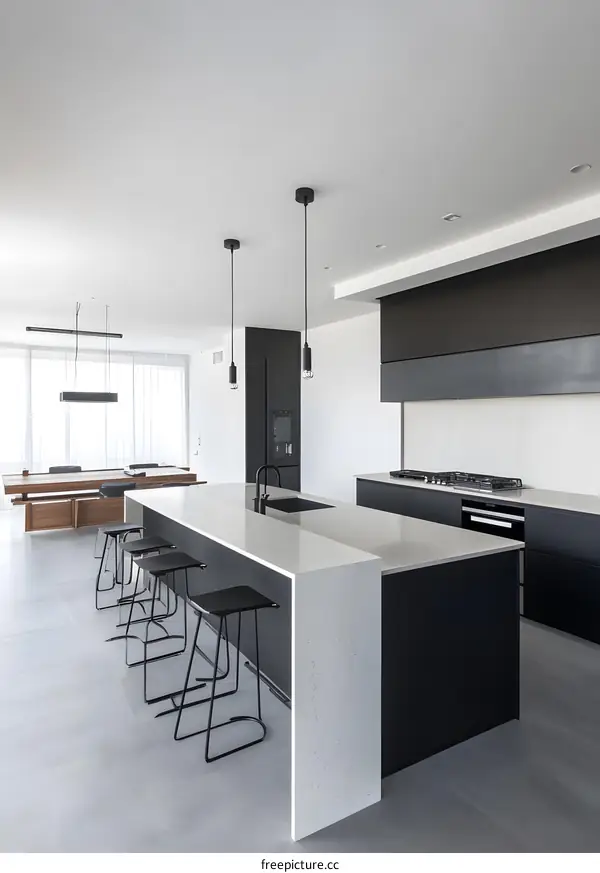 Modern Kitchen Interior Design with Black and White Colors