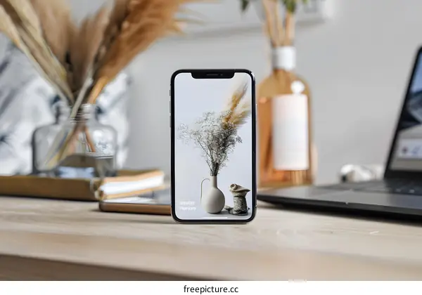 Minimalist Smartphone Wallpaper with Dried Flowers in a Vase