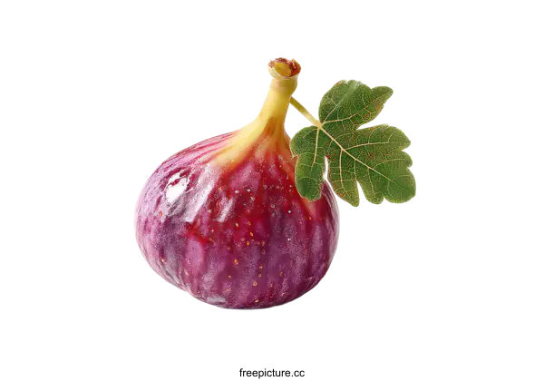 [Transparent Background PNG]Fresh Fig with Leaf Close-up