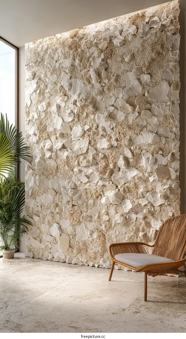 Beige Stone Wall Interior Design