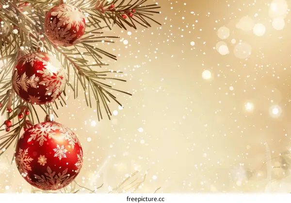 Christmas Ornaments Background with Red, Gold, and Holly