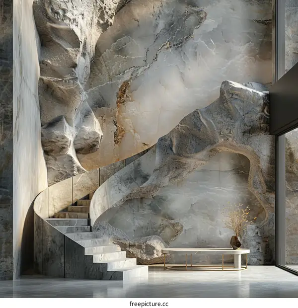 Modern Stone Spiral Staircase Interior Design