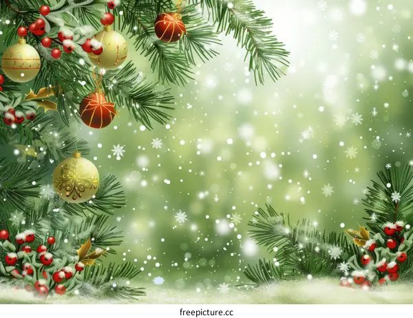 Christmas Tree with Red and Gold Ornaments