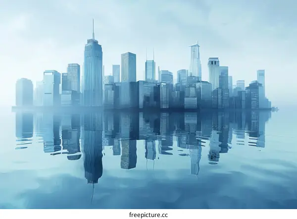 Urban Cityscape with Expansive Waterway