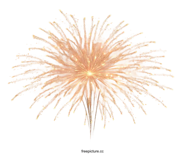 [Transparent Background PNG]Golden Fireworks Display Illustration