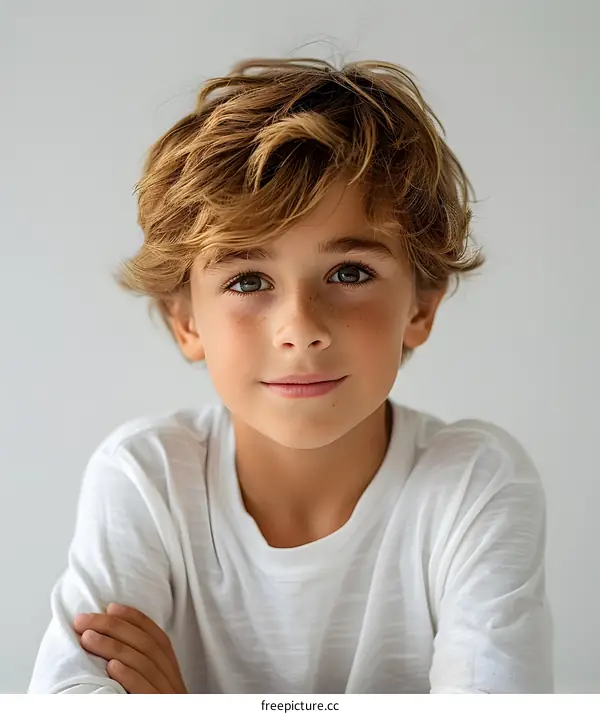 Portrait of a Young Boy with Blonde Hair