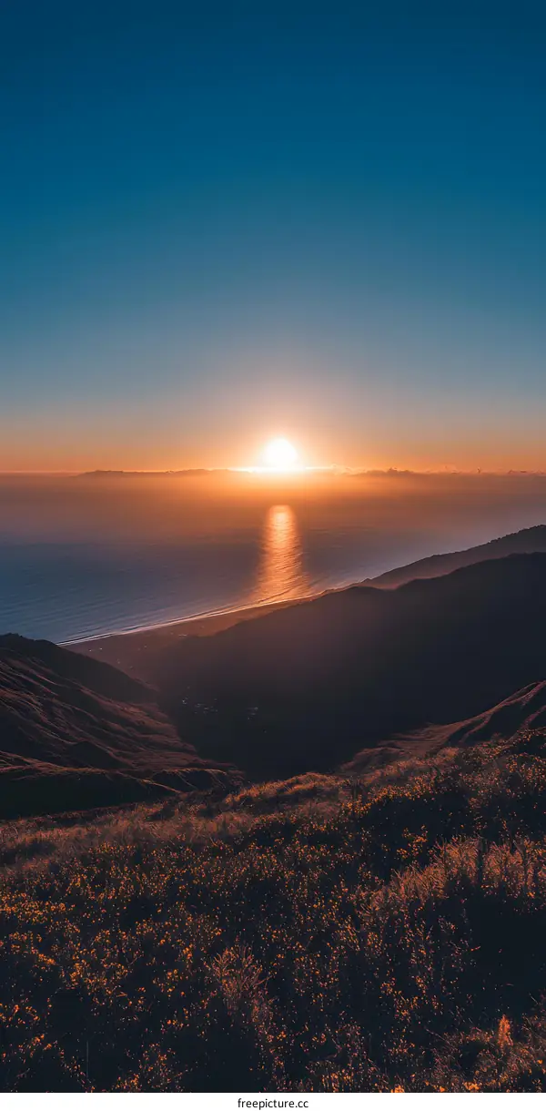 Golden Hour Sunset Over the Ocean