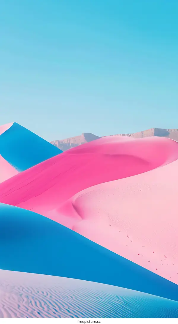 Pink and Blue Sand Dunes Desert Landscape