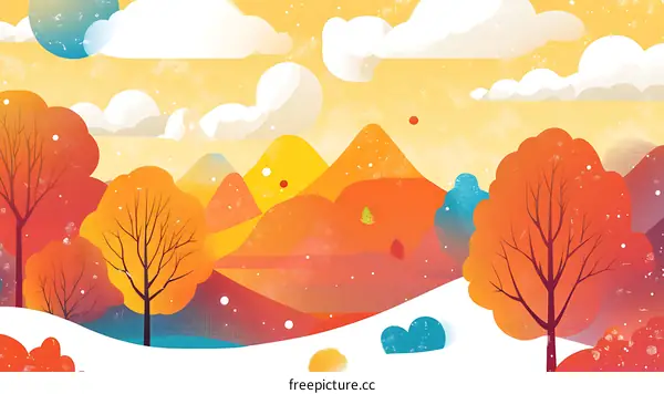 Winter Landscape With Snow And Mountains