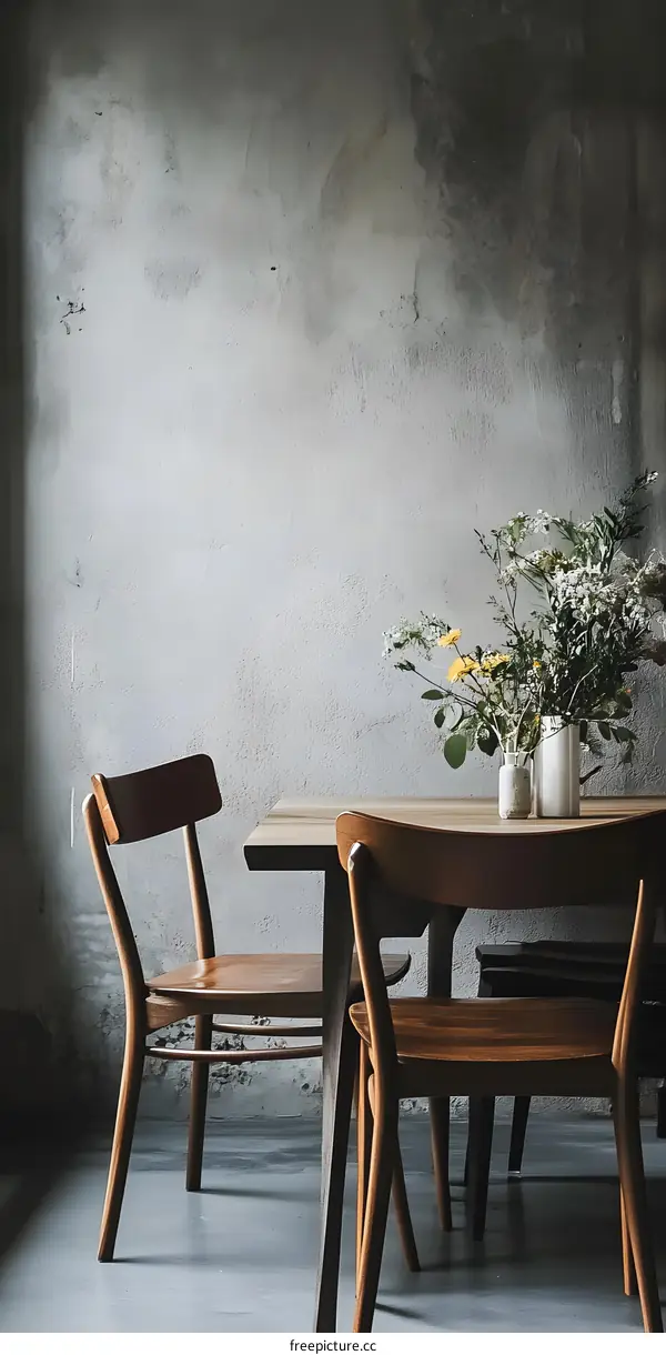 Wooden Chairs and Table in Minimalist Interior Design