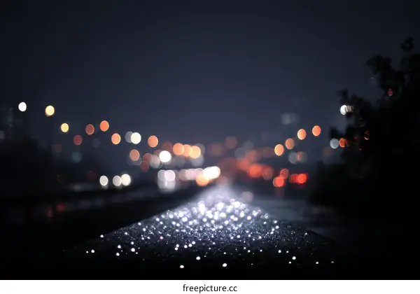 Night City Lights Blurred Bokeh