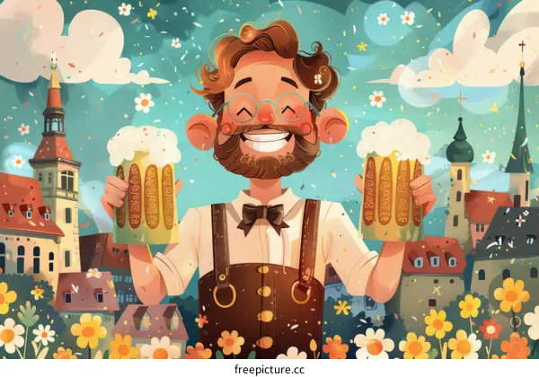 Bavarian Man Celebrating Oktoberfest