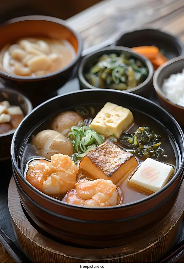 A delicious Japanese dish with various ingredients