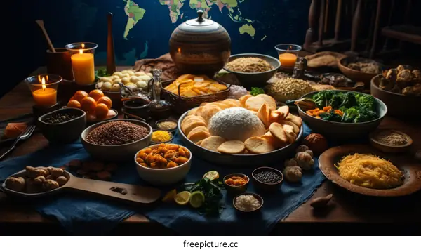 A table full of food from around the world