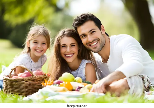 Happy Family Having Picnic in the Park