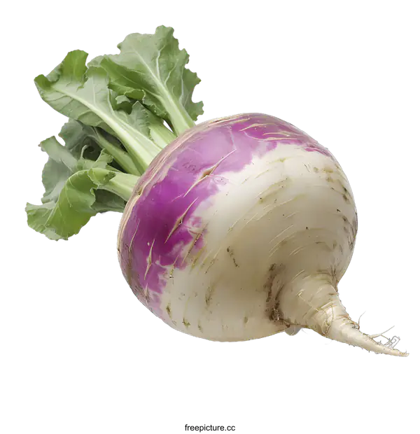 [Transparent Background PNG]Fresh Purple Top Turnip on White Background