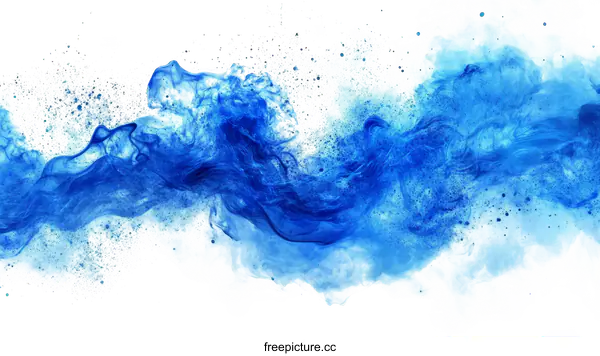 [Transparent Background PNG]Abstract Blue Fluid Art on White Background