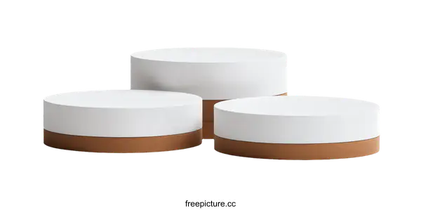 [Transparent Background PNG]Three Empty White Cylindrical Podiums