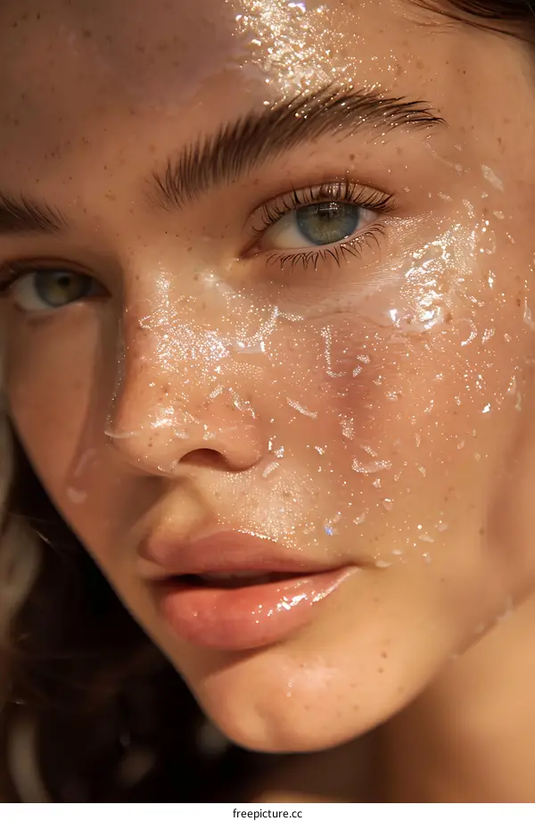 Closeup Beauty Portrait of a Woman with Face Mask