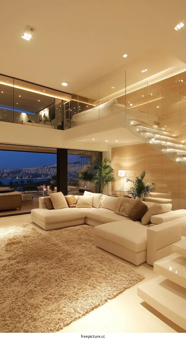 Modern Luxury Living Room with City View